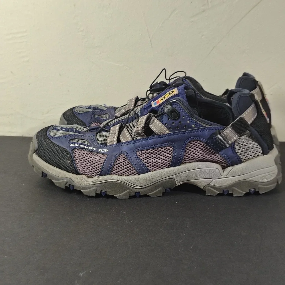 Salomon Sandals Men 11 Blue Mesh Techamphibian Trail Hiking Shoes 872893
